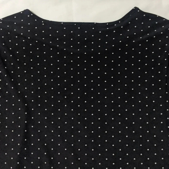 Anne Klein Long Sleeve Polka Dot Blouse, Color Black/White, Size M - Picture 10 of 12